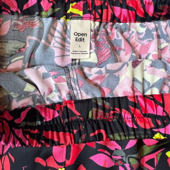 OPEN EDIT High Waist Abstract Floral Print Midi Skirt | Large | Neon Streetwear - Picture 6 of 12